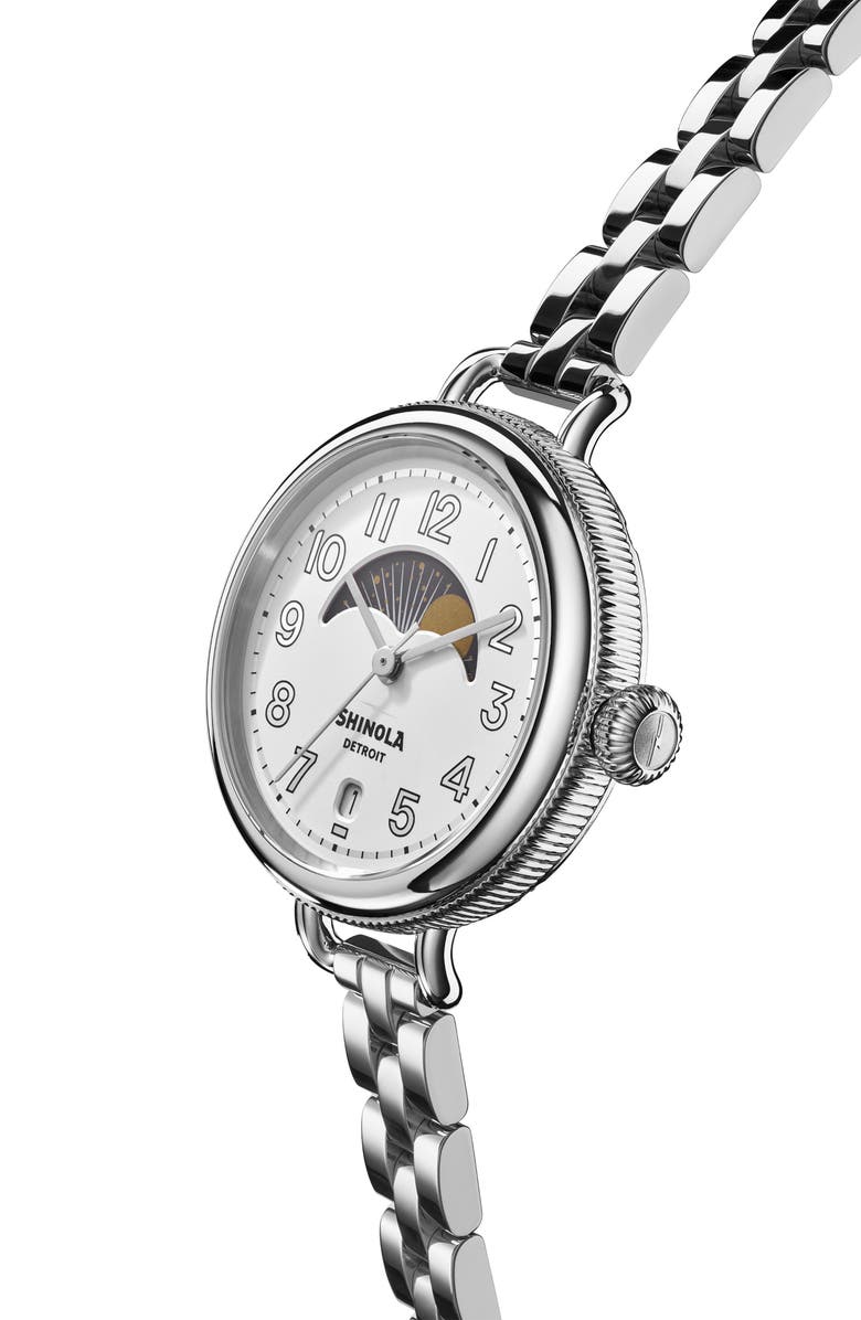 Shinola The Birdy Moon Phase Bracelet Watch, 34mm, Alternate, color, 