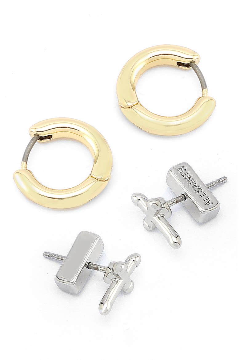 2 Pairs of Earrings, Alternate, color, GOLD/ RHODIUM
