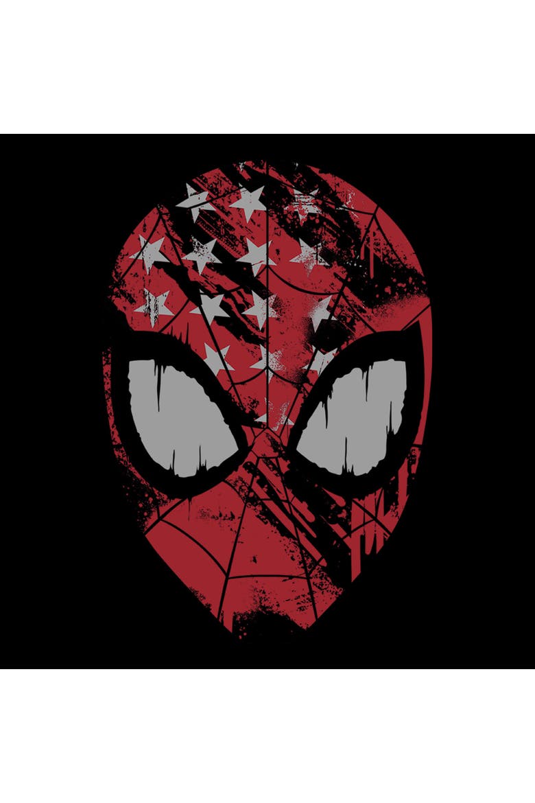 Boys Marvel Spider-Man American Spidey Mask T Shirt, Alternate, color, Black