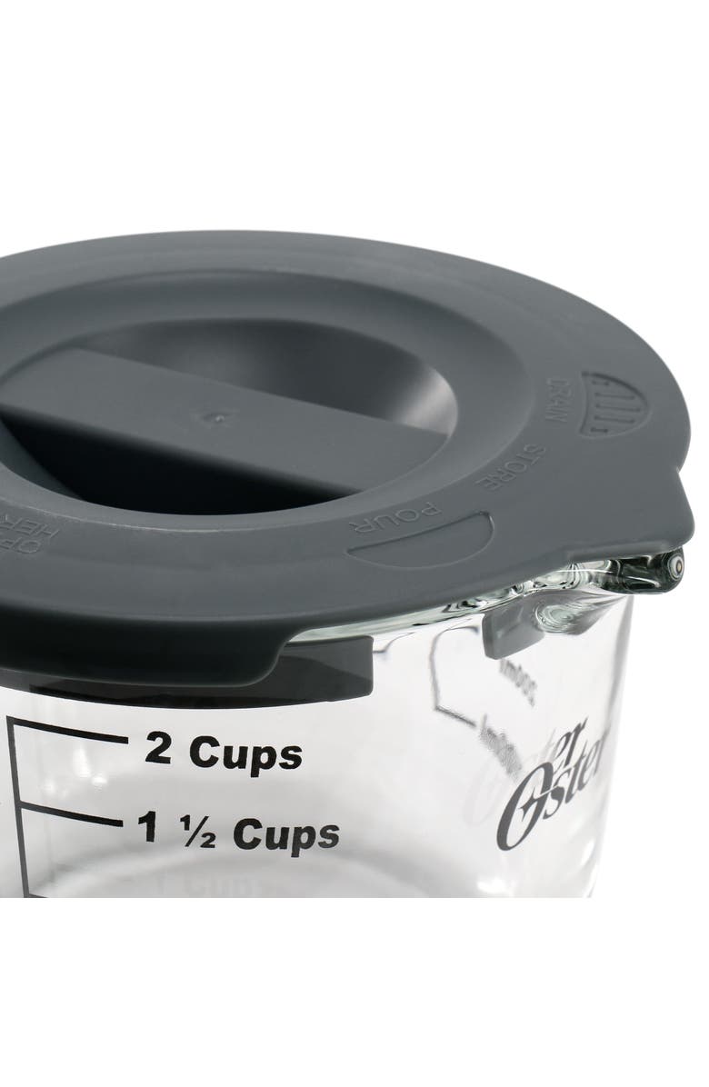 OSTER Coolidge 16 Ounce Glass Measuring Cup with Lid, Alternate, color, Grey
