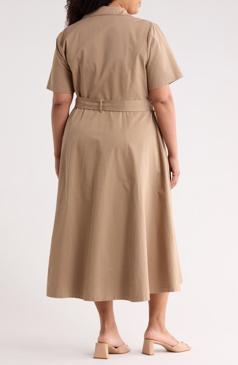 FLYING TOMATO Short Sleeve Cotton Maxi Shirtdress, Alternate, color, Mocha