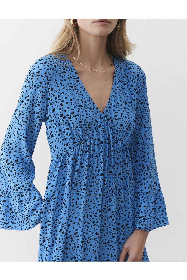 Laura V-Neck Animal Print Midi Dress, Alternate, color, Blue Animal