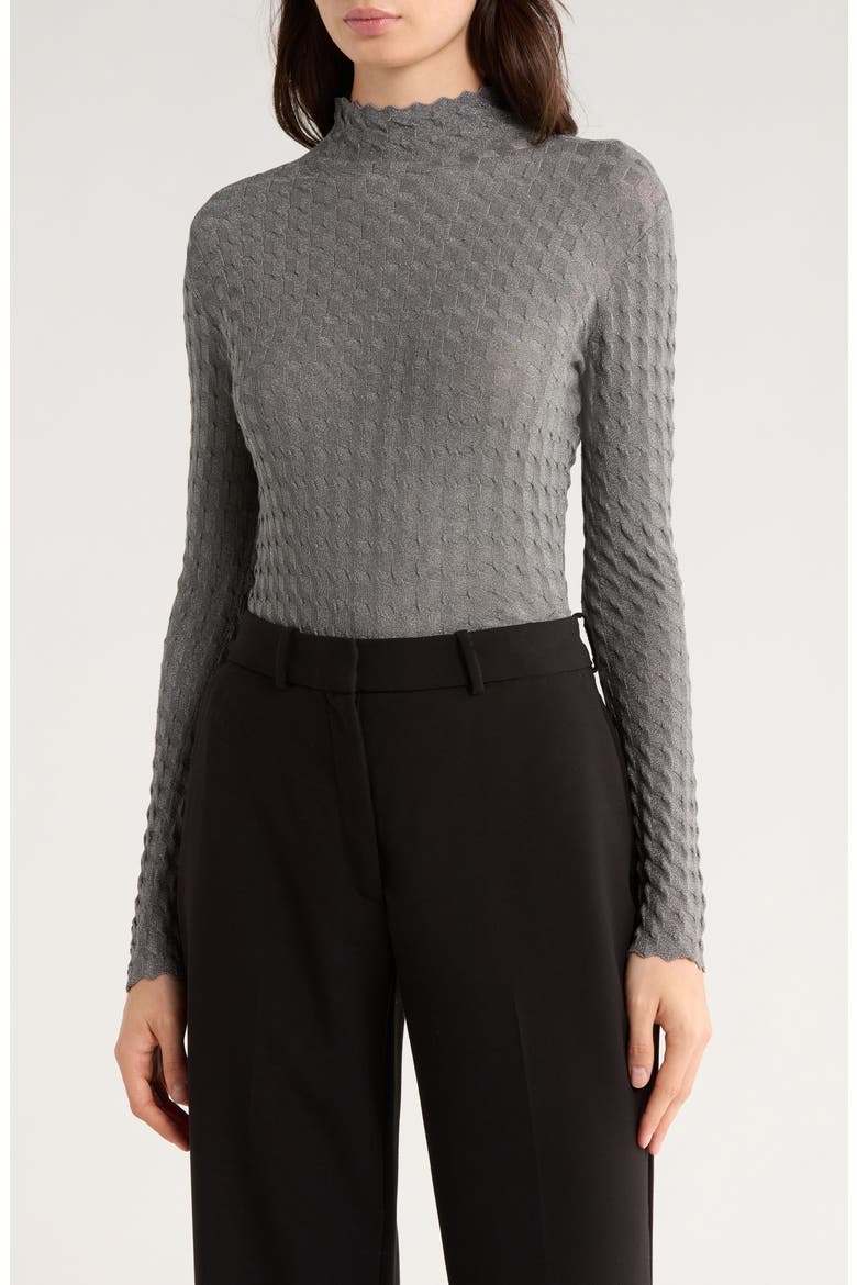 Metallic Mock Neck Sweater, Main, color, SILVER