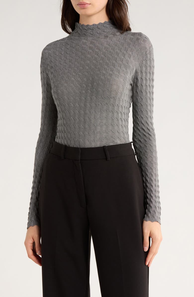 Emporio Armani Metallic Mock Neck Sweater, Main, color, Silver