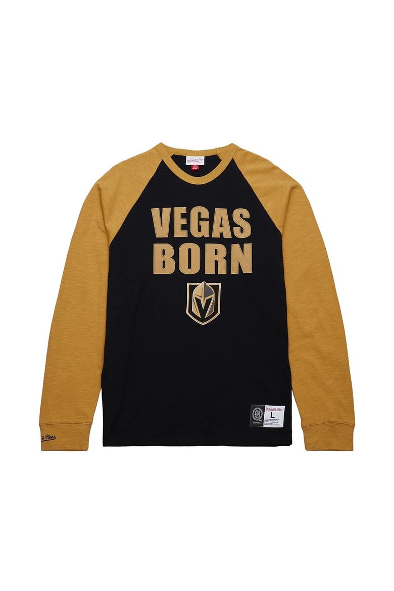 Men's Mitchell & Ness  Black/Gold Vegas Golden Knights Legendary Slub Raglan Long Sleeve T-Shirt, Alternate, color, Black