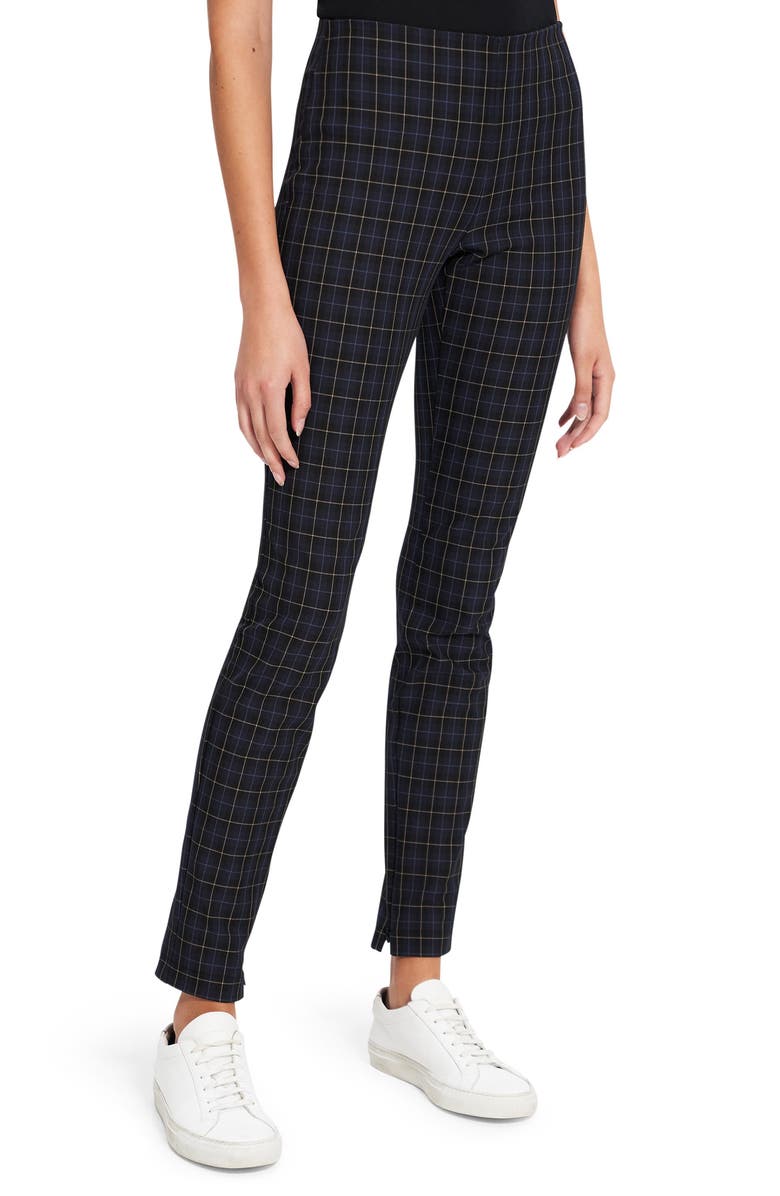 Theory Plaid Slim Zip Cuff Trousers, Main, color, Blue Multi