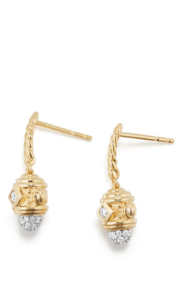 David Yurman Renaissance Drop Earrings with Diamonds in 18K Gold, Alternate, color, 