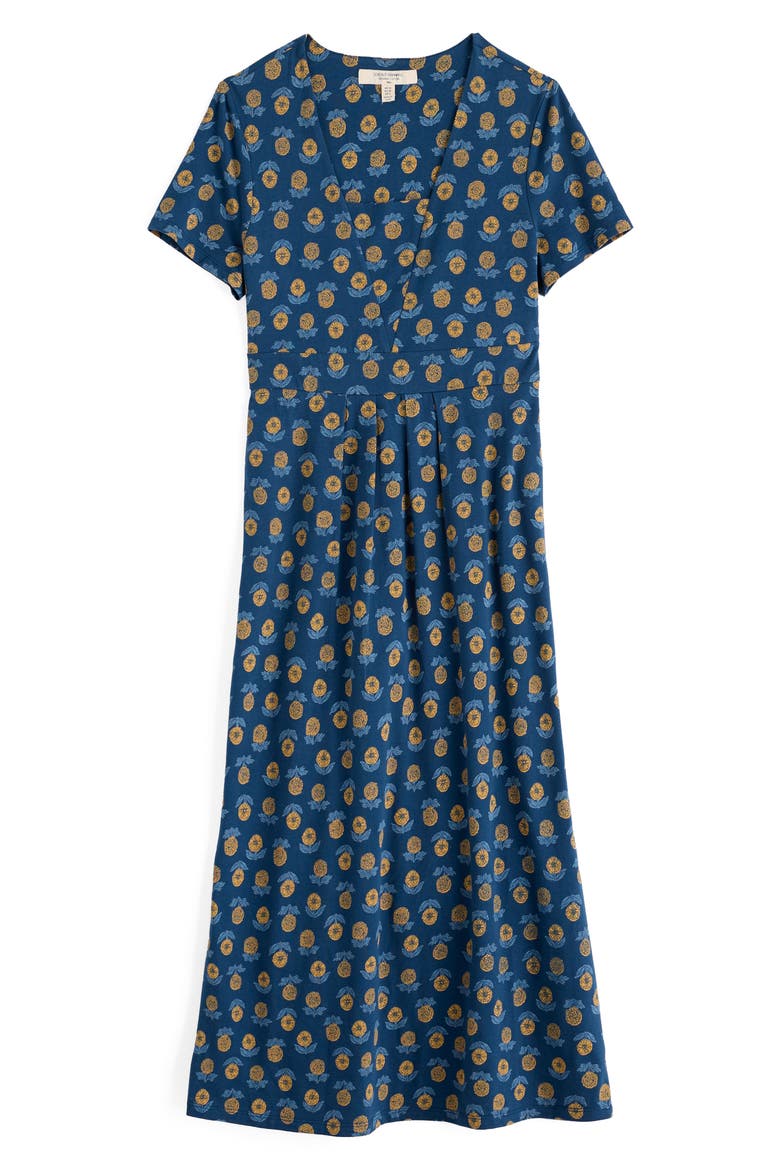 Seed Packet Stretch Organic Cotton Midi Dress, Alternate, color, MARIGOLD SKETCH MARINE