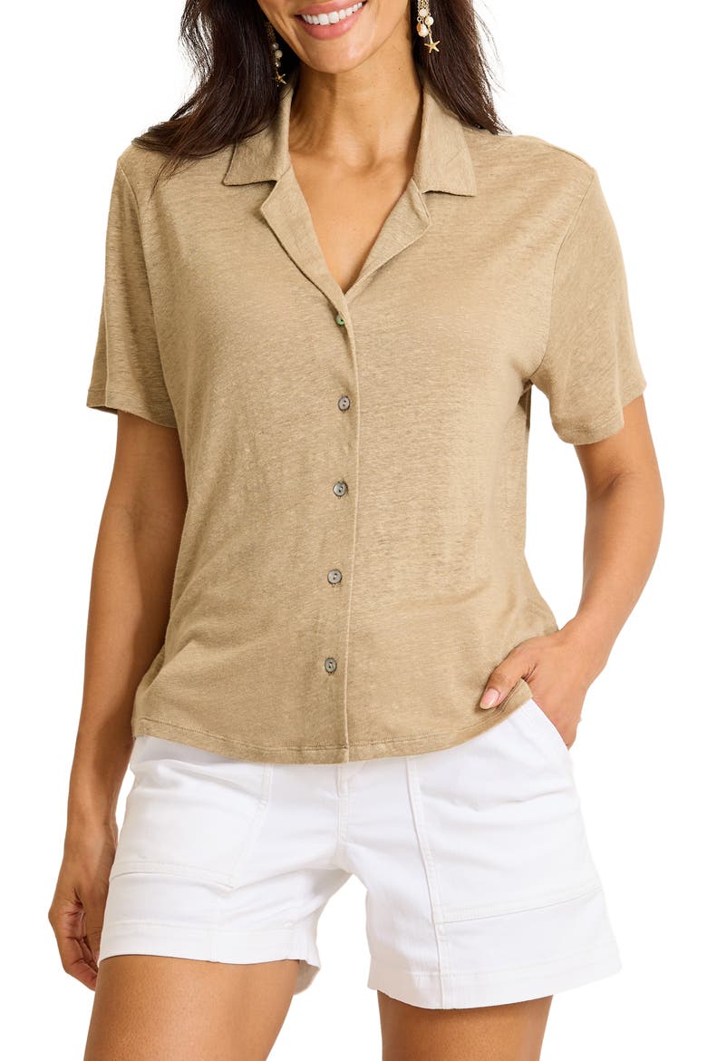 Linnea Linen Camp Shirt, Main, color, CHINCHILLA