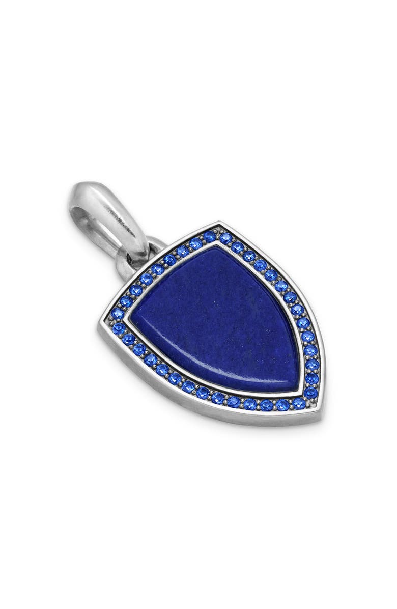 David Yurman Men's Shield Amulet with Diamonds, Alternate, color, Sterling Silver/ Sapphires