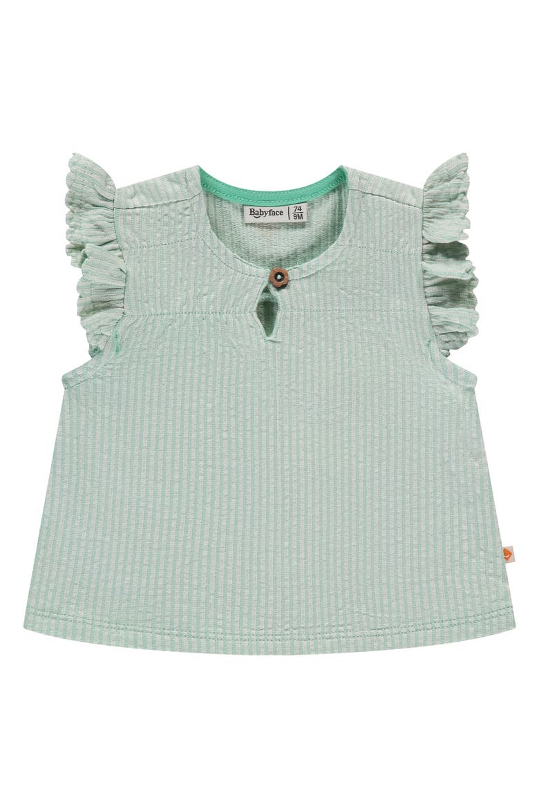 Flutter Sleeve Striped Blouse, Main, color, Seafoam