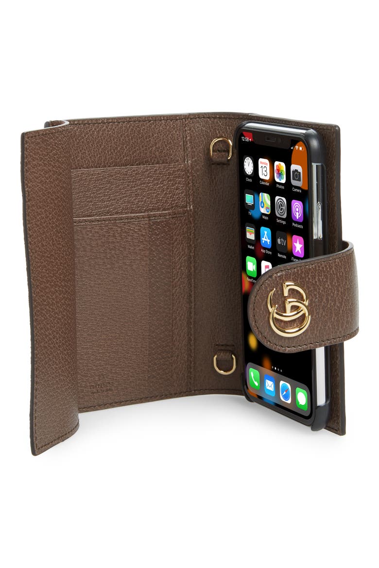 Ophidia iPhone X Folio Crossbody, Alternate, color, BEIGE EBONY/ NEW ACERO