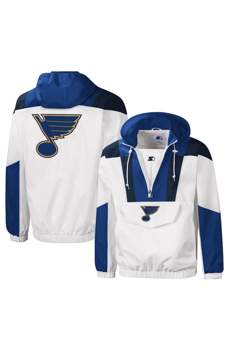 STARTER Men's Starter Blue/White St. Louis Blues Striker Half-Zip Hoodie, Main, color, 
