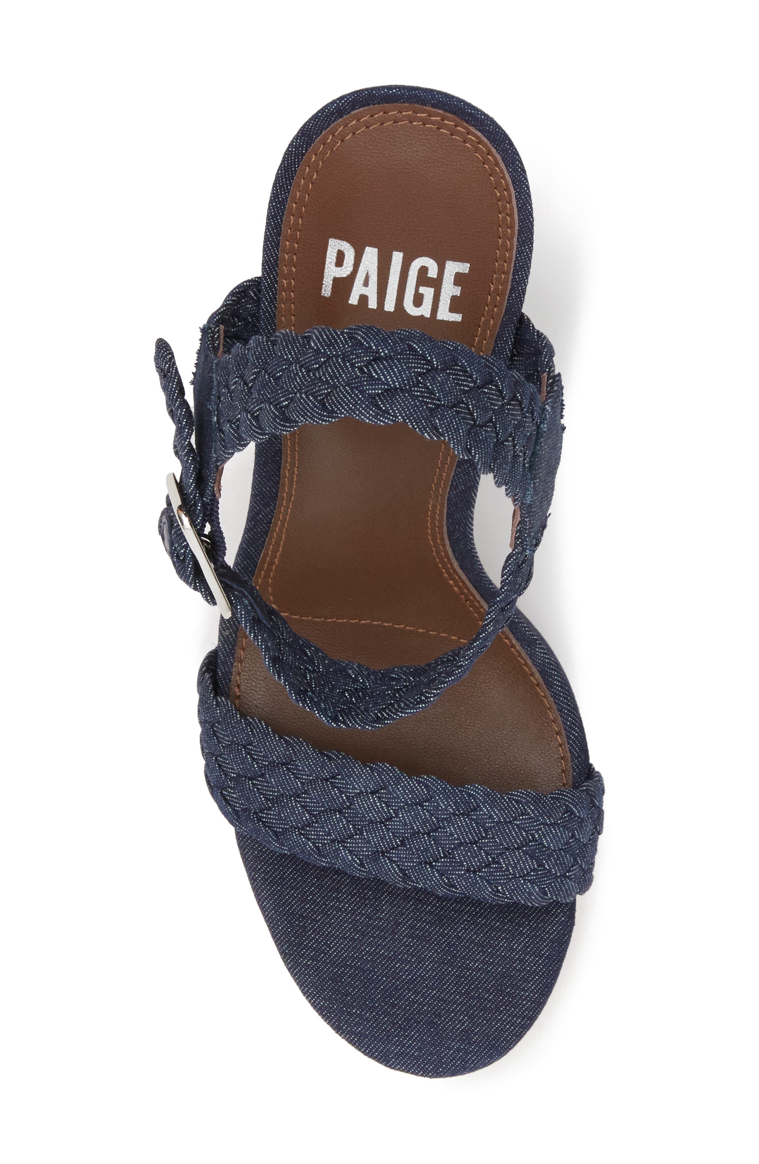PAIGE Denim Ankle Strap Platform Sandal, Alternate, color, 