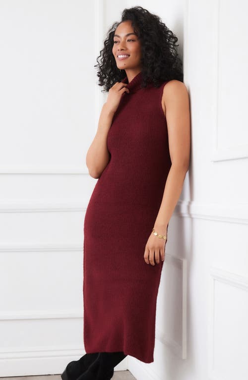Karen Kane Turtleneck Sleeveless Sweater Midi Dress In Red