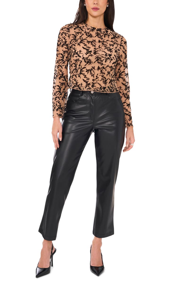 Vince Camuto Floral Crop Mesh Top, Alternate, color, 