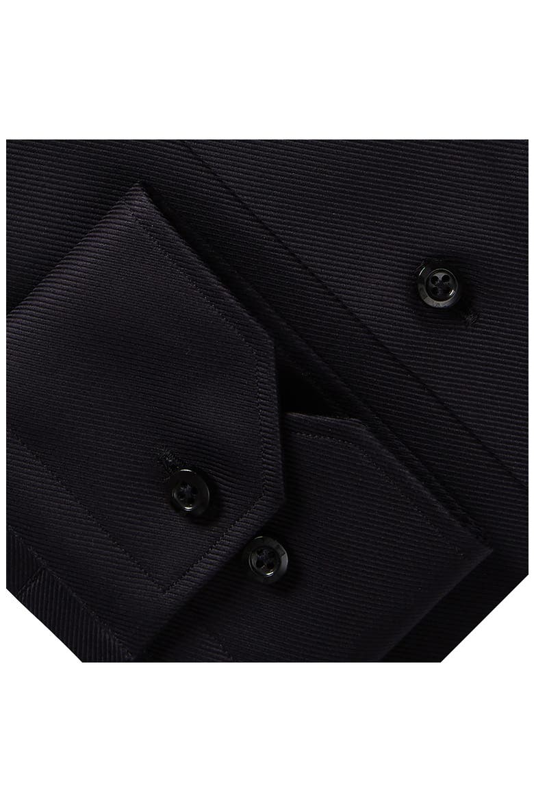 Modern Fit Solid Black Cotton Twill Dress Shirt, Alternate, color, BLACK