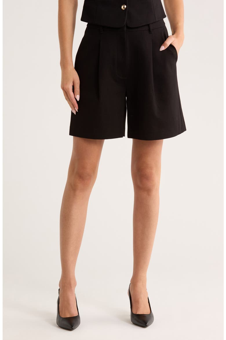 Iris High Waist Ponte Shorts, Main, color, BLACK