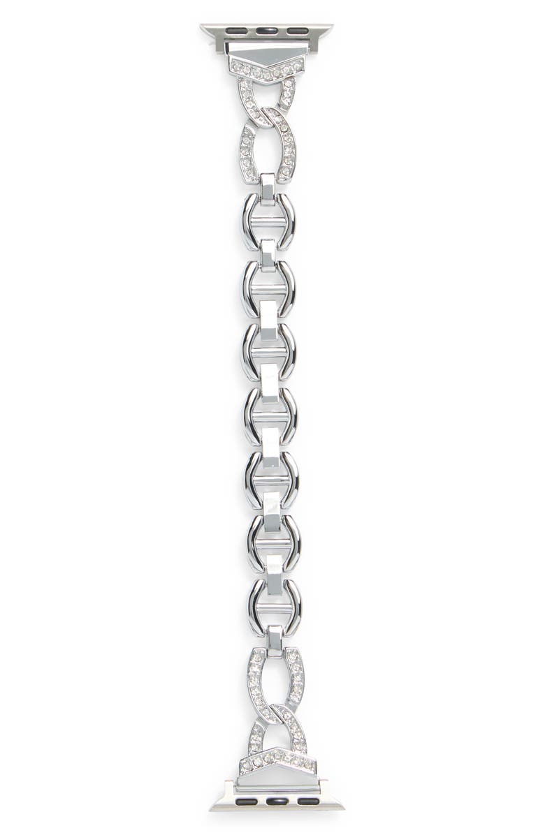 NORDSTROM RACK Pavé Crystal Link Apple Watch<sup>®</sup> Watchband, Alternate, color, Clear- Silver