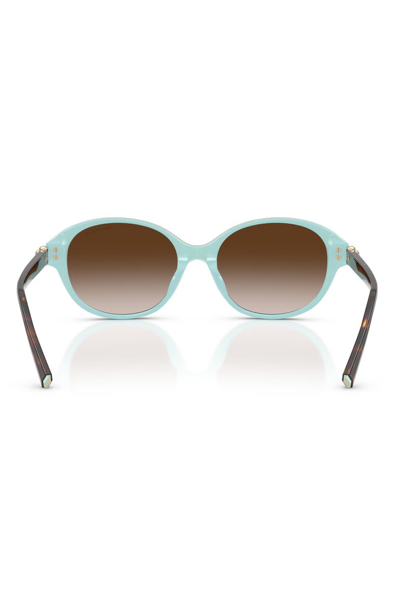 Tiffany & Co. 54mm Round Sunglasses, Alternate, color, Havana On Tiffany Blue / Brown