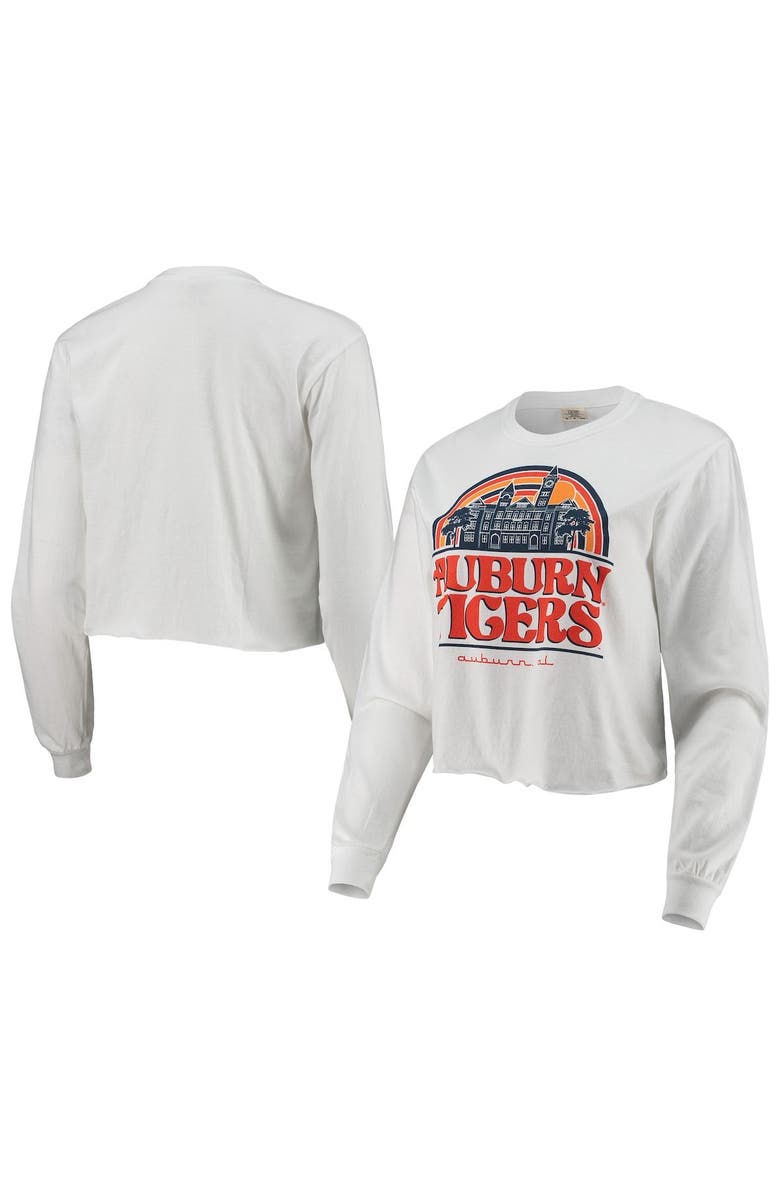 IMAGE ONE Women's White Auburn Tigers Retro Campus Crop Long Sleeve T-Shirt, Main, color, 