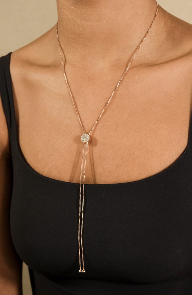 Sterling Forever 14K Rose Gold Plated Pave CZ Slider Bolo Necklace, Alternate, color,