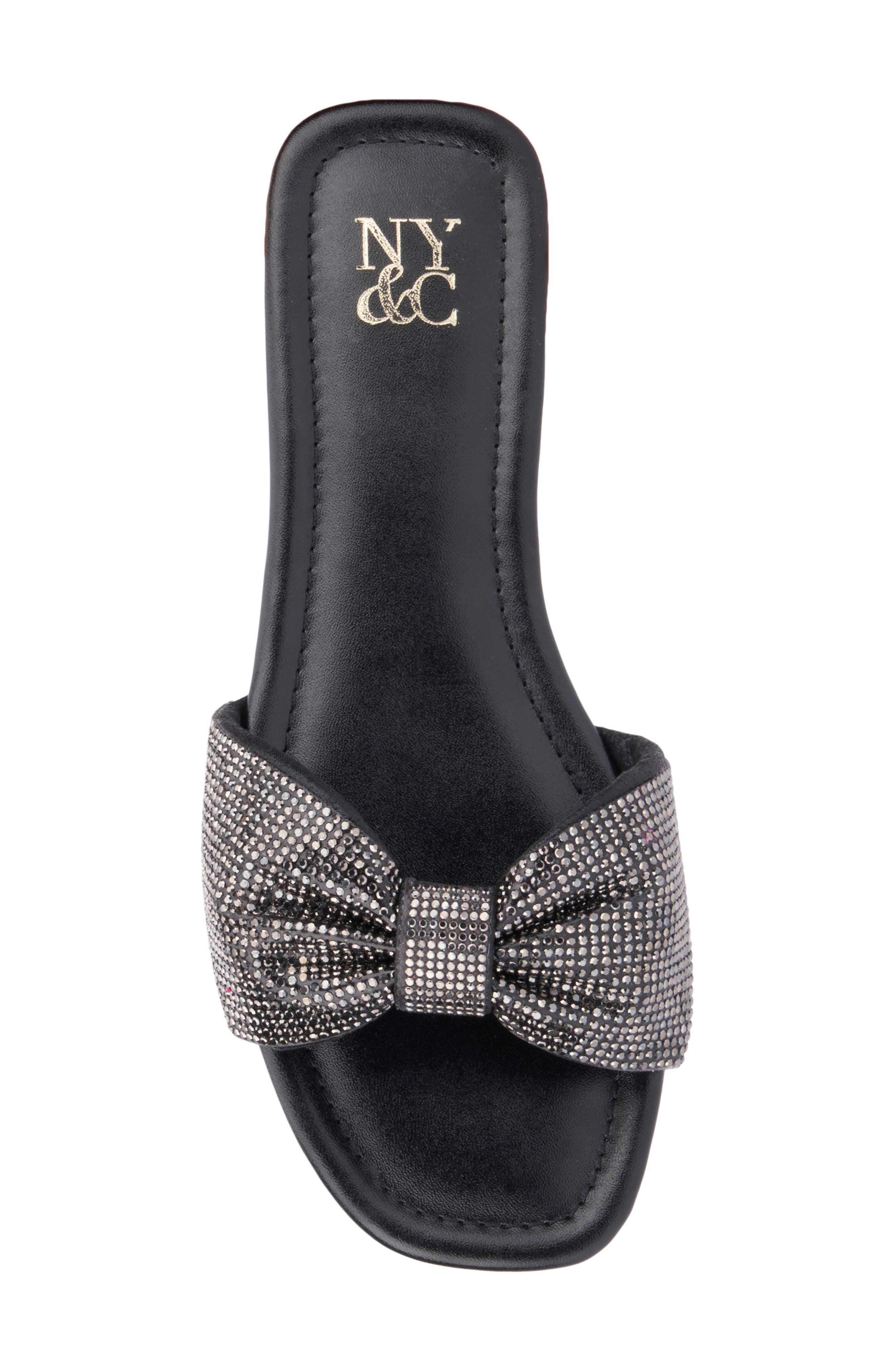 NEW YORK AND COMPANY Karli Rhinestone Slide Sandal, Alternate, color, Black