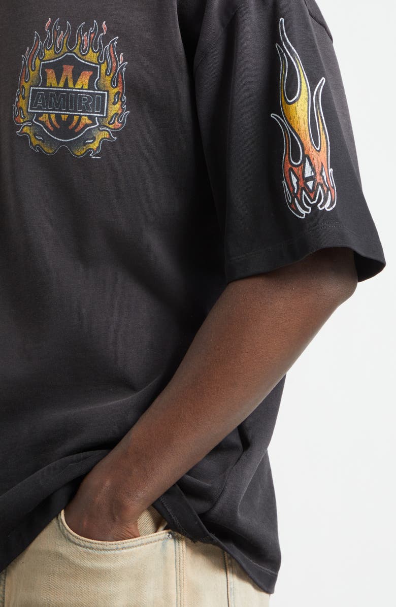 AMIRI Oversize MA Flames Graphic T-Shirt, Alternate, color, Black