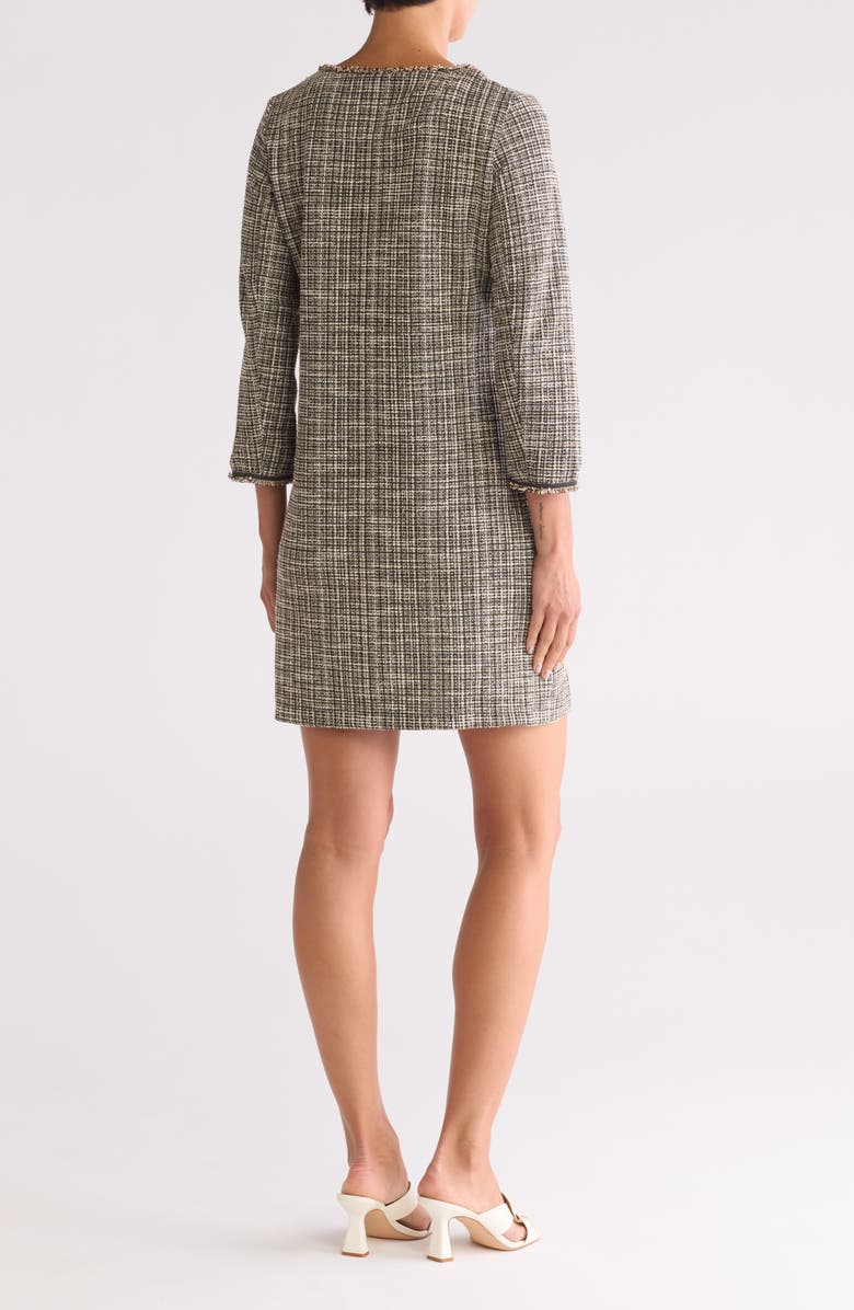 MAX STUDIO Tweed Long Sleeve Shift Dress, Alternate, color, Black/ Cream Multi