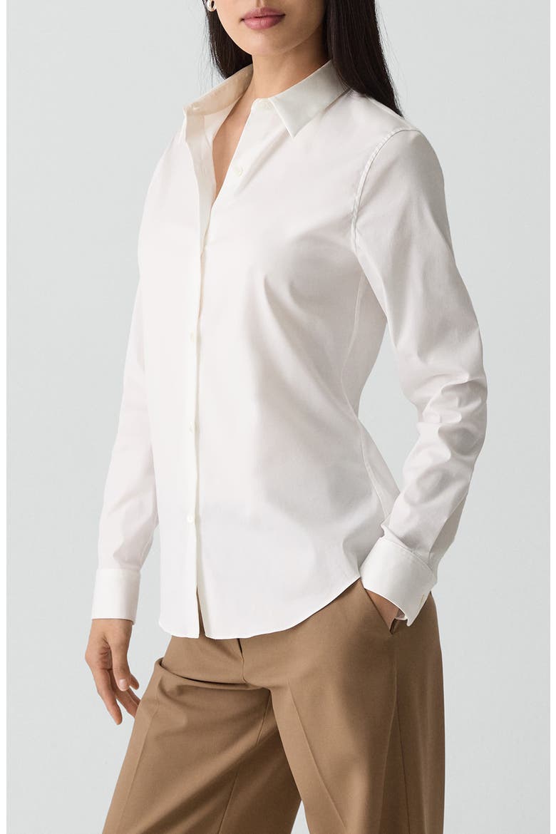 Classic Fitted Button-Up Shirt, Alternate, color, WHITE - 100