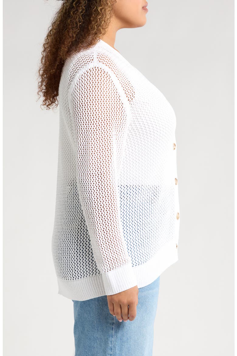 Open Stitch Cotton Cardigan, Alternate, color, WHITE