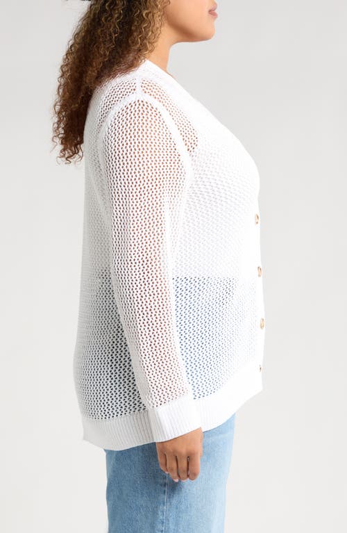 Shop Caslonr Caslon(r) Open Stitch Cotton Cardigan In White