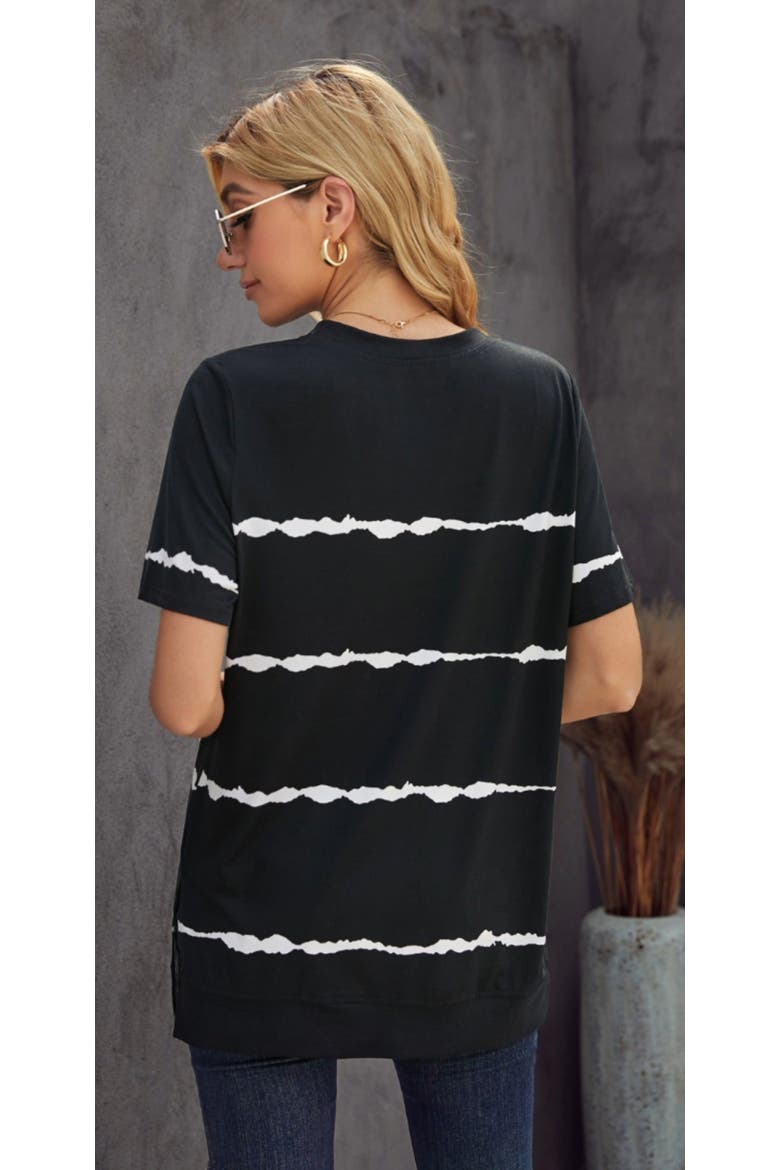 Tie-Dye Stripe Side-Slit Tunic Tee, Alternate, color, Midnight Black