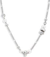McQueen Crystal Skull & Faux Pearl Necklace