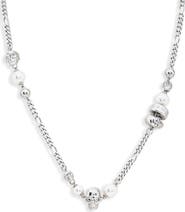 McQueen Crystal Skull & Faux Pearl Necklace