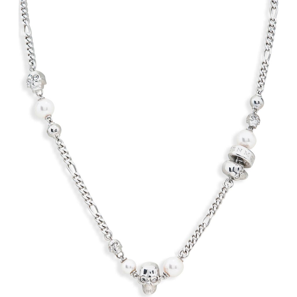 Alexander Mcqueen Mcqueen Crystal Skull & Faux Pearl Necklace