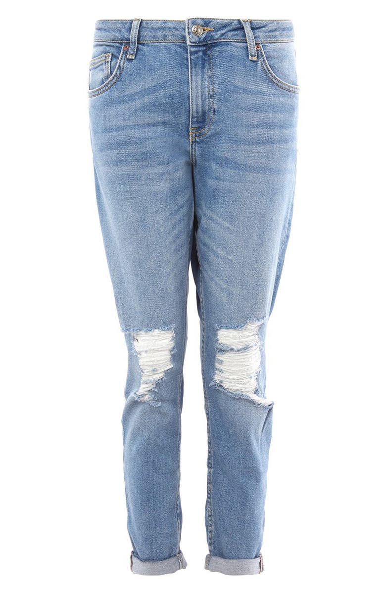Topshop Lucas Rip Boyfriend Jeans, Alternate, color, 