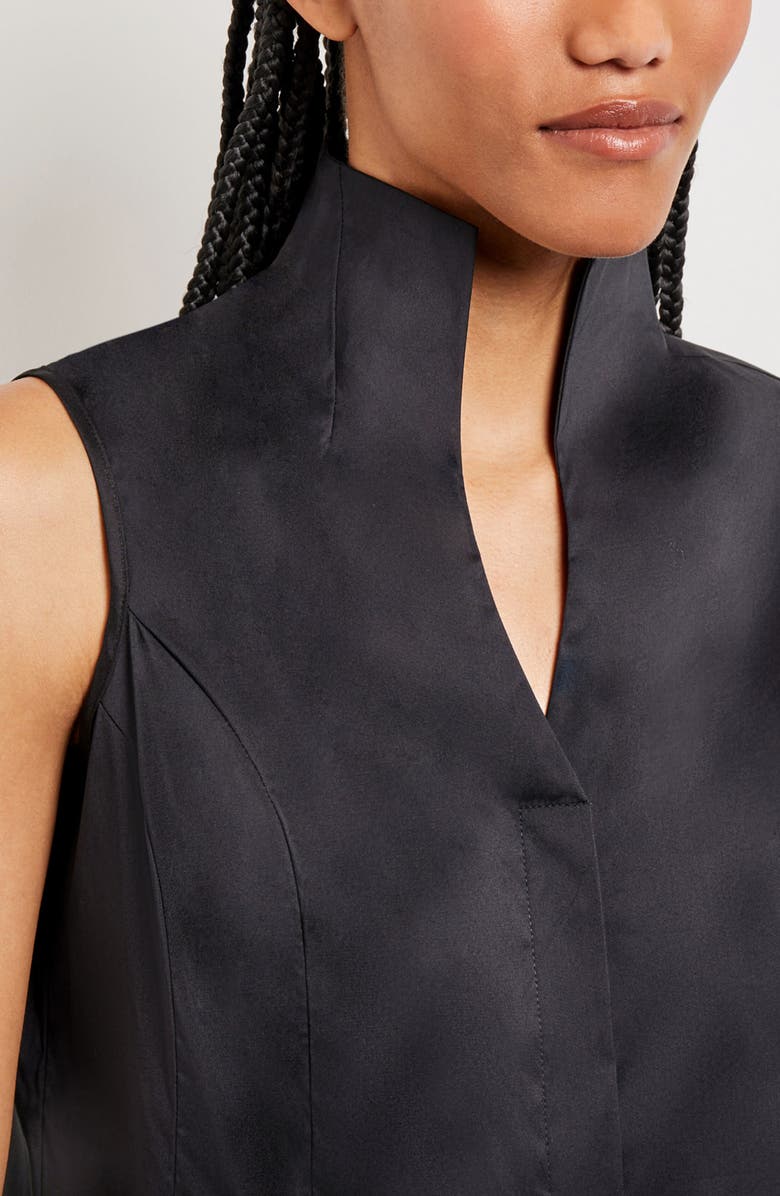 Misook Sleeveless Stand Collar Shirt, Alternate, color, Black