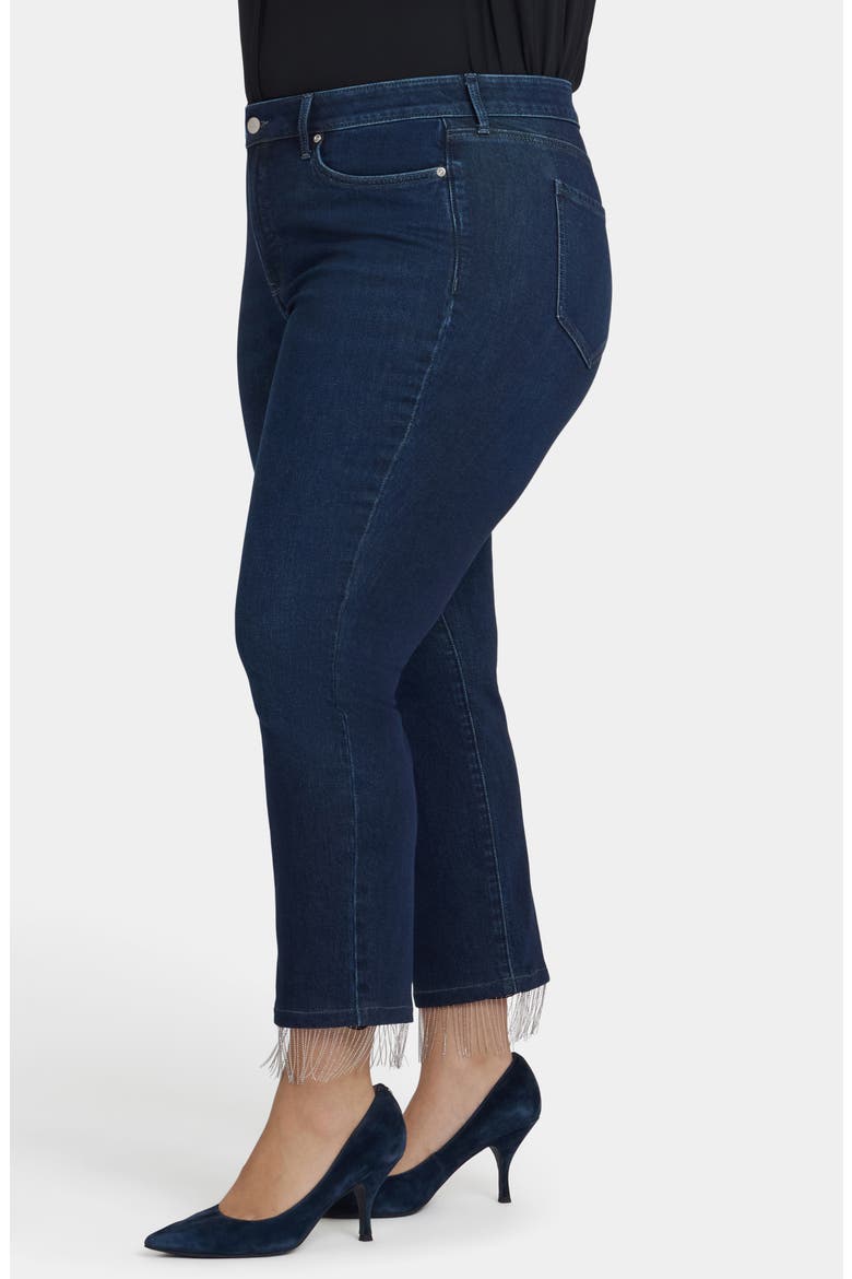 Marilyn Beaded Fringe Ankle Straight Leg Jeans, Alternate, color, BLACKEN BLUE