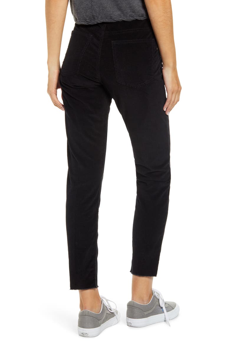 Zadie High Waist Corduroy Straight Leg Pants, Alternate, color, BLACK