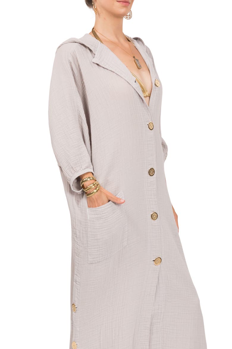 Jade Button-Up Robe, Alternate, color, GREY