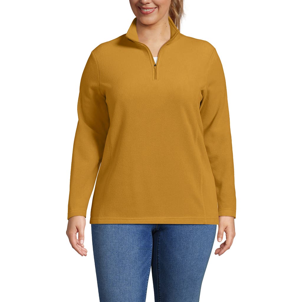 Lands' End Anyweather Fleece Quarter Zip Pullover In Yellow