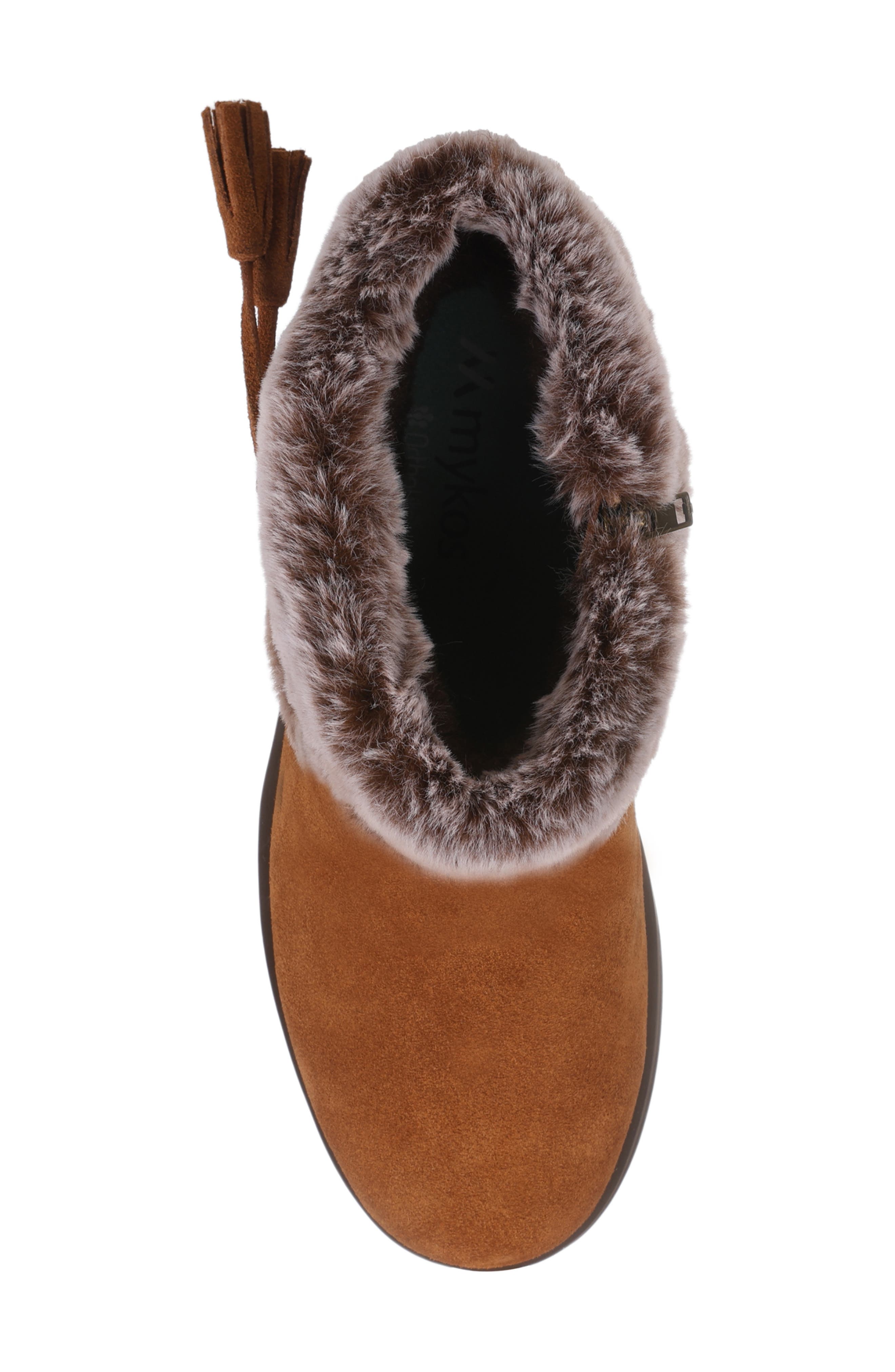 Mykos Suede Faux Fur Cuff Boot, Alternate, color, Hickory
