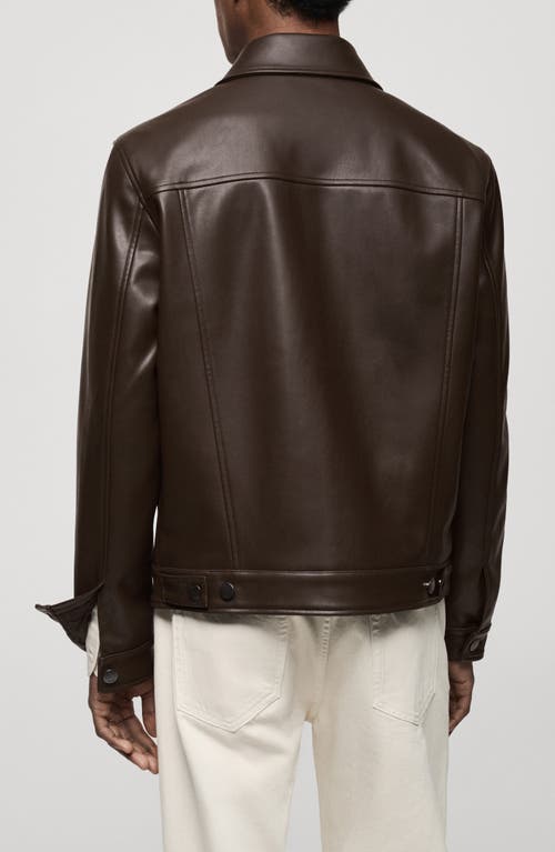 Mango Faux Leather Jacket With Pockets In Brown