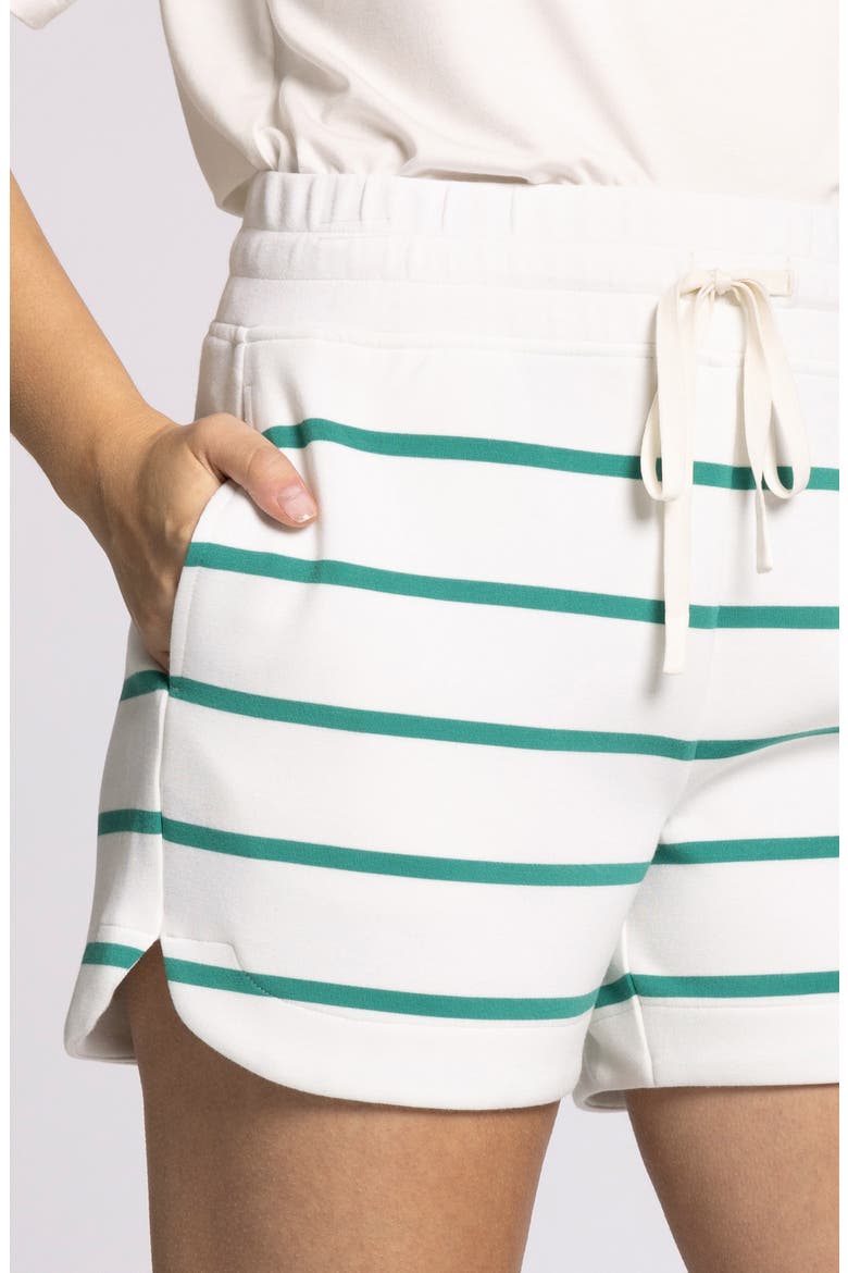 Rosie Stripe Dolphin Hem Shorts, Alternate, color, WHITE GREEN