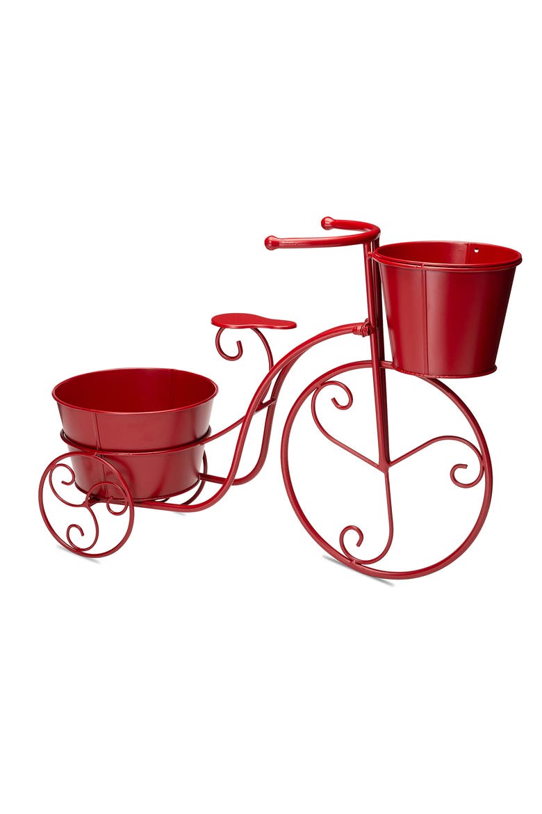 21.5"L Metal Bicycle Planter Stands Flower Pot Cart, Alternate, color, Red