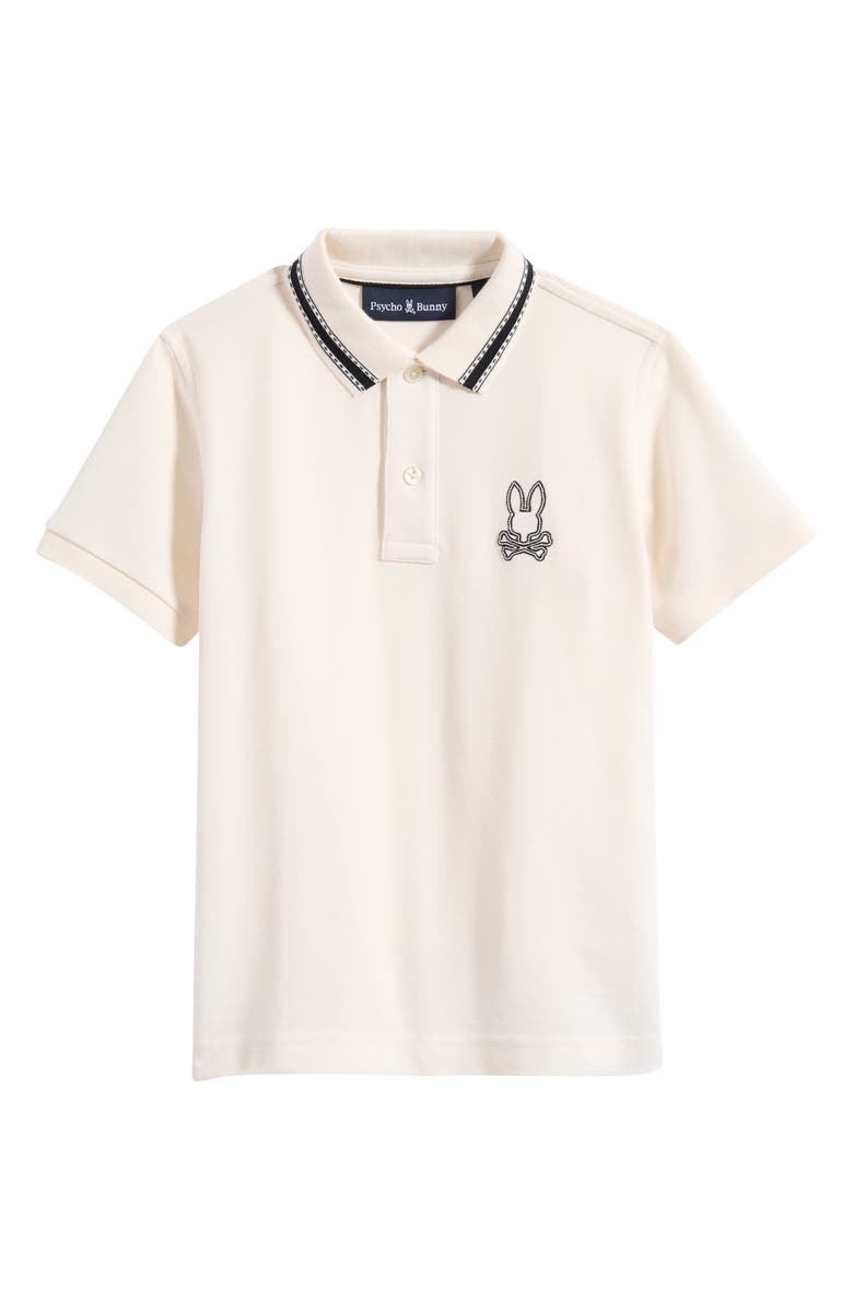 Psycho Bunny Kids' Joe Bunny Patch Cotton Piqué Polo, Main, color, Pristine