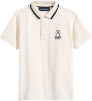 Psycho Bunny Kids' Joe Bunny Patch Cotton Piqué Polo