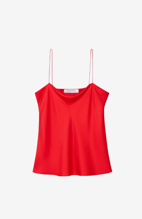 Another Tomorrow Silk Camisole In Red