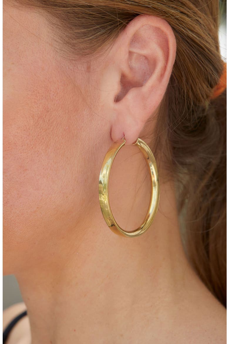 18K Gold Plated Sterling Silver Wide Hoop Earrings, Alternate, color, YELLOW